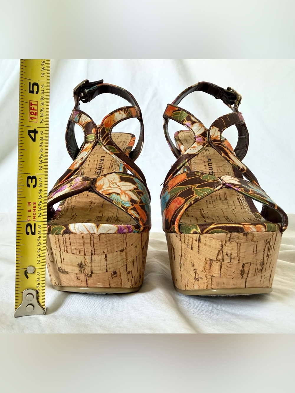 Chinese Laundry Party Time Cork Platform Block Heel in Floral Kimono | Size 6 - Picture 15 of 17